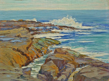 Attributed Anna Risher Laguna Surf 12x16 Oil on Board