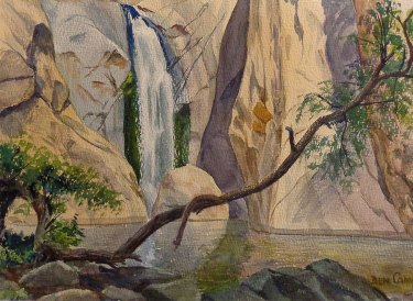 Ben Carre Overhang Tahquitz Canyon Palm Springs 10x15 watercolor