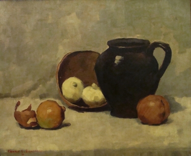 Frank L Sanford Still Life with Jug and Onions 18x24 Oil on Canvas