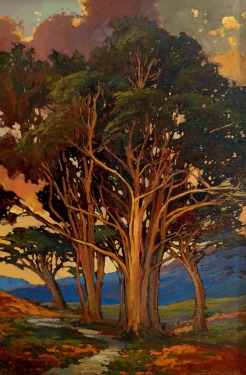 Jan Schmuckal Sunset Trees Oil on Canvas