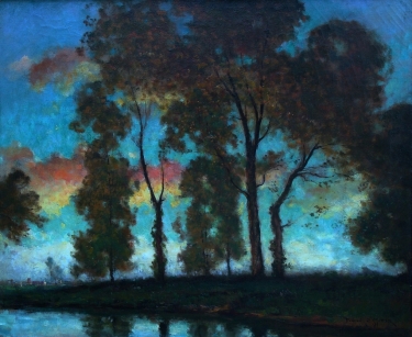 Dedrick Brandes Stuber Sunset Through the Trees 23x28 Oil on Canvas