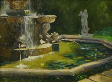 Dick Heimbold Italian Fountain 12x16 Oil on Board