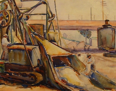 Construction Los Angeles by Donna Shuster 14x18 Watercolor