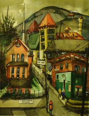 Dorothy Chamberlain Street in Bisbee 28x20 Watercolor