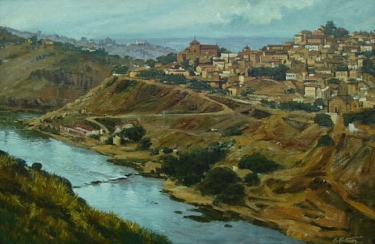 E Martinez City on a Hill 24x36 Oil