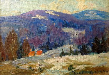 Ellen G Ozanne Catskill Mountains 3x5 Oil on Board