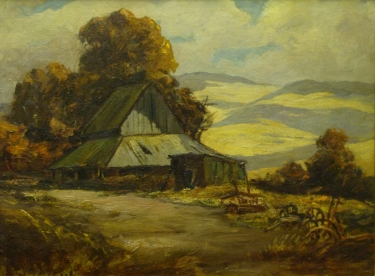 Eugene Franquinet Old Barn 18x24 Oil on Board