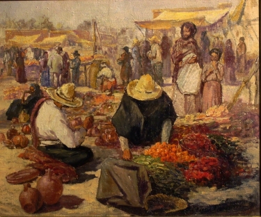 Eugene Franquinet Mexican Market 20x24 Oil on Canvas