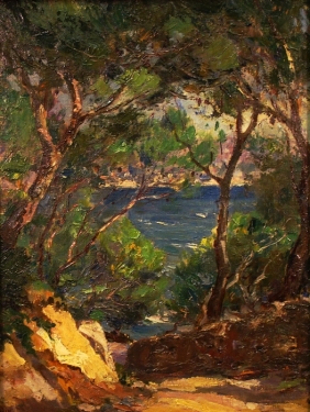 Ferdinand Salkin Mediterranean Coast 14x11 Oil on Board