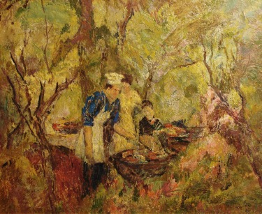 Francis Todhunter The Cookout 20x24 Oil on Board