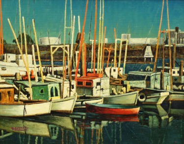 Frank Gavencky San Pedro Harbor 24x30 Oil on Board