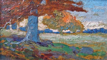 Frank Giradin Colorful Landscape 3x6 Oil on Board