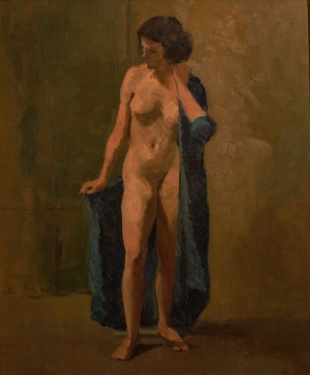 Frank L Sanford Nude in Blue 24x18 Oil on Canvas