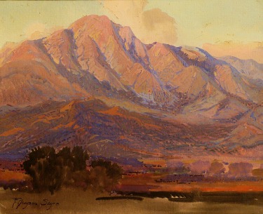 Fred Grayson Sayre Evening Santa Paula Mountains 11x14 Gouache