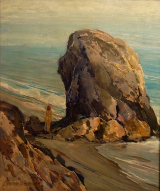 Frederick W Becker Rock at China Beach 24x20 Oil on Board