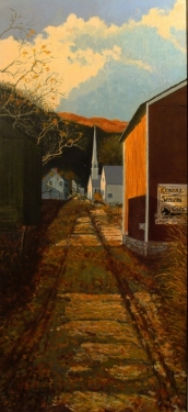 Frederick Zimmerman Pathway Through the Barns Oil 28x12