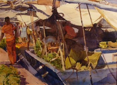 George Gibson Banana Boat 22x30 Watercolor