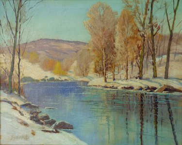 George S Bickerstaff Winter Reflection 24x30 Oil on Canvas