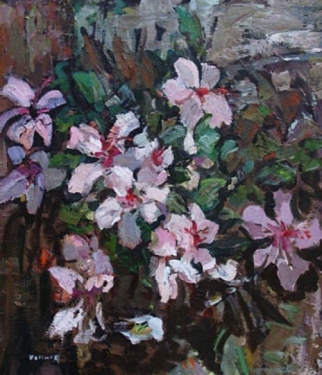 Grace Libbey Vollmer Pink Hibiscus 28x24 Oil Painting