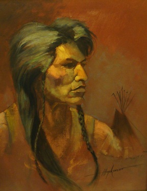 Harold Hopkinson Shoshone Warrior 20x16 Oil on Canvas