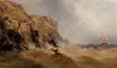 Henry Redmore Off the Cornish Coast 12x20 Oil on Board