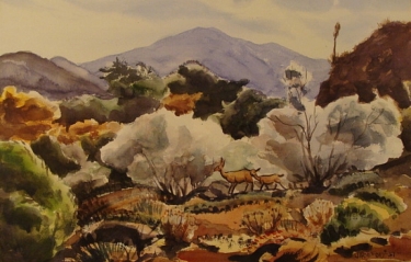 Deer in Autumn Foothills by Jade Fon 14x21 Watercolor