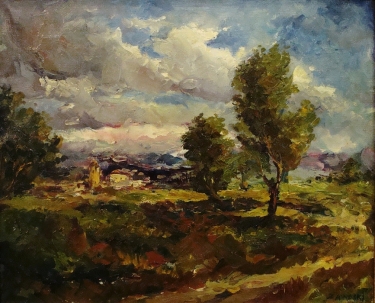 Jan W Zadwadski Dramatic Skies 18x22 Oil on Canvas