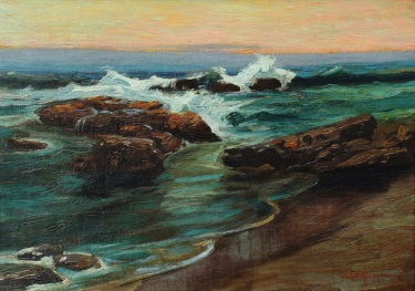 Joe Duncan Gleason Laguna Beach at Sunset 13x18 Oil on Canvas