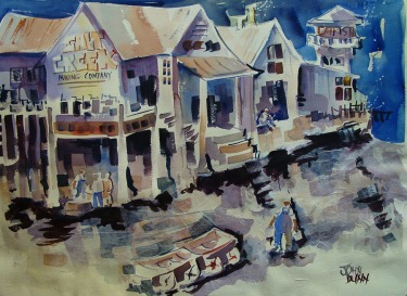 John Dunn Salt Creek Mining Company 21x29 Watercolor