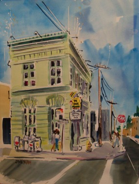 John Dunn The Bank 24x18 Watercolor