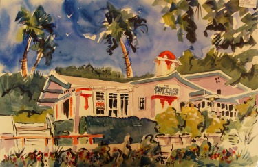 John Dunn The Cottage Laguna Beach 13x21 Watercolor