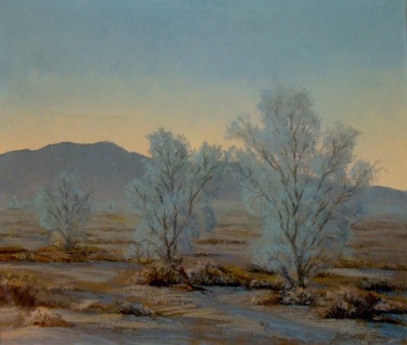 John W Hilton Smoke Trees at Twilight 24x28 Oil