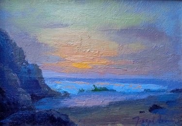 Joesph Aaron California Coastal Sunset 5x7 Oil on Board