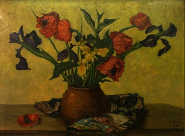 Karel Borzo Floral Still Life 18x24 Oil on Board