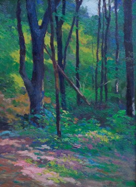 Leon Bonnet Forest Flowers 16x12 Oil on Canvas Board