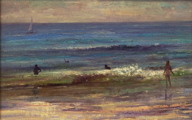 Louis Sloan At the Beach Florida 11x17 Oil on Board