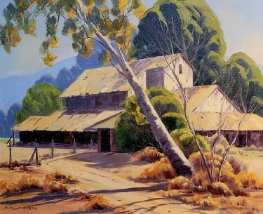 Naomi-Evans-1900-1969-Barn-in-the-Arroyo-25x30-oil-on-canvas-595