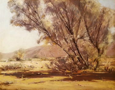 Ralph Love Windblown Mesquite 16x20 Oil on Board  California