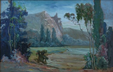 Benjamin C Brown Near the Merced River 15x24 Oil on Board