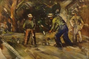 Charles Keck Croquet Players 18x24 Mixed Media