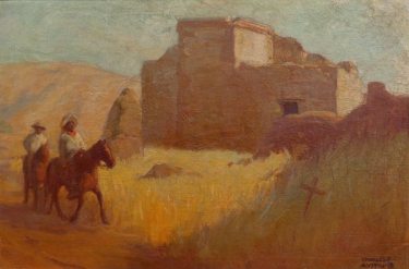 Charles Percy Austin Riders by an Adobe 24x36 Oil on Canvas