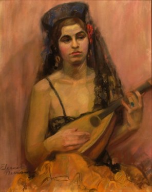 Eleanor Merriam Spanish Lute Player 20x16 Pastel