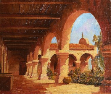 Unsigned San Juan Capistrano 10x12 Oil on Board