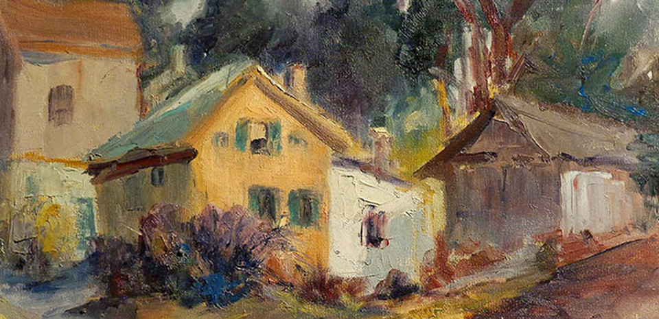 Bach Painting of Rustic Homes